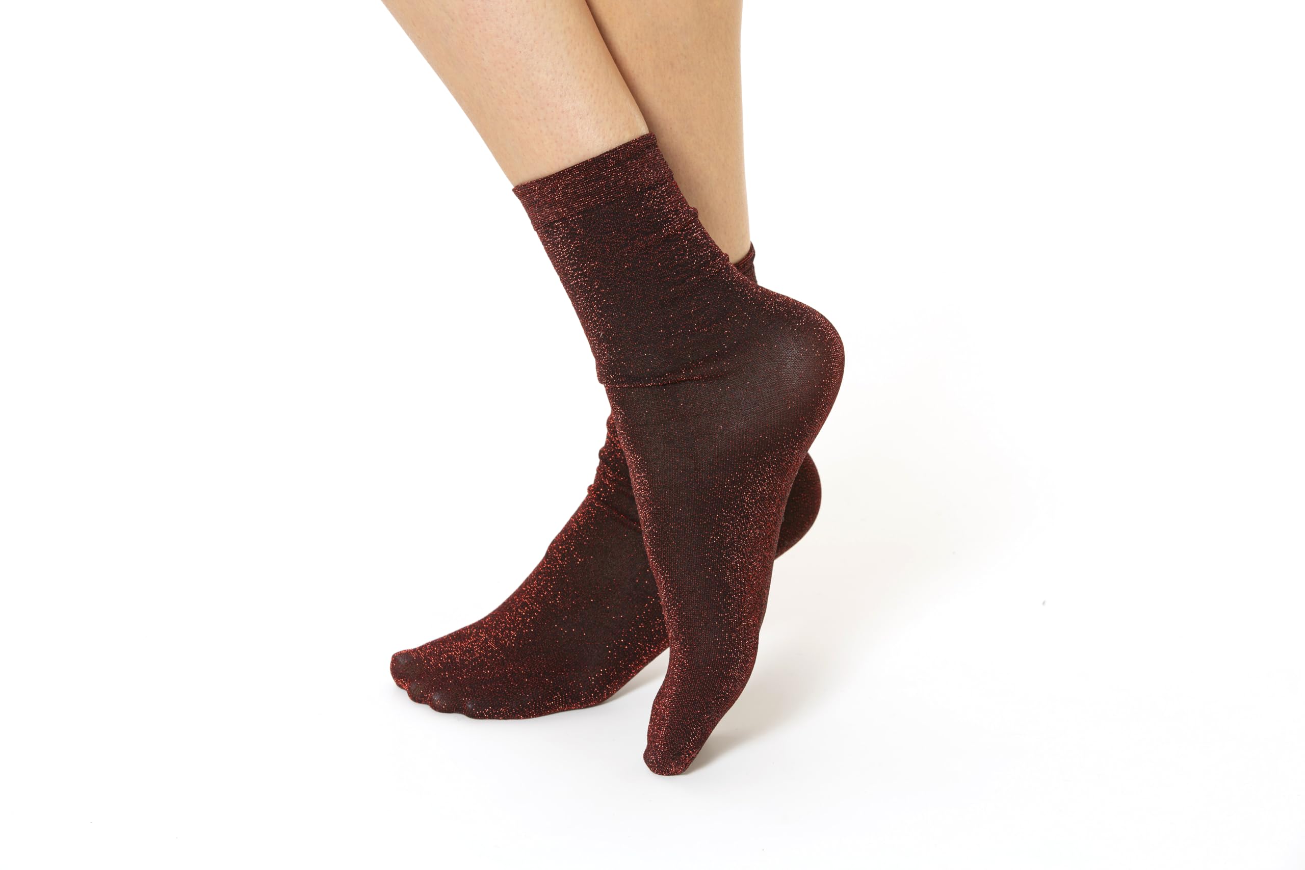 Gi&Gi Glänzende Damen-Knöchelsocken mit Lurex, Schimmernd, Mehrere Farben, Festlich, 3 Paar glitzernde Garne