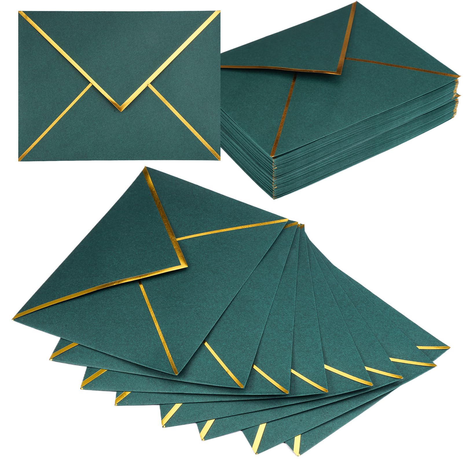 Nizirioo Lot De 50 Enveloppes Carte Cadeau Avec Bord Doré - 5 Couleurs Pour Mariage, Noël, Anniversaire - 15,7x10,7cm