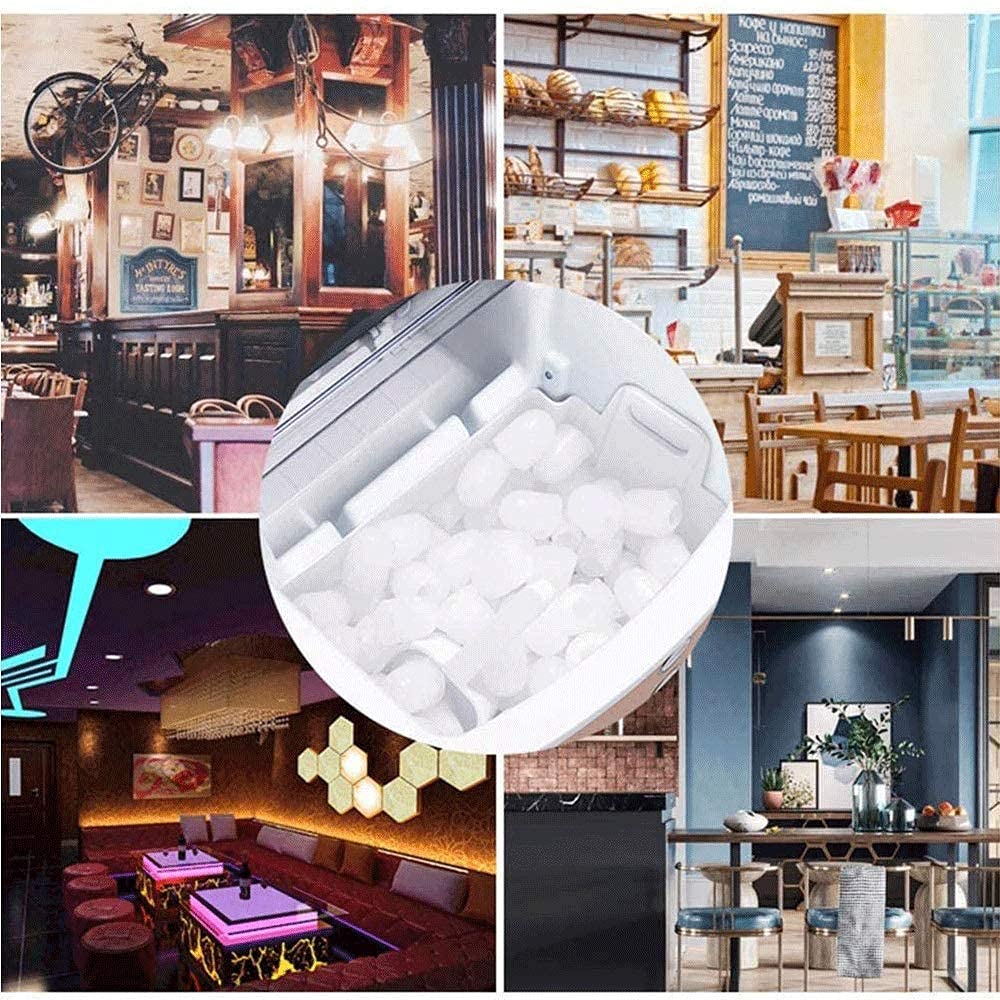 Portable Ice Maker Countertop - Ice Cube Maker Machine 10 Ice Cubes Ready in 6-8mins 30KG / 24H Including Scoop and Removable Basket qujunji