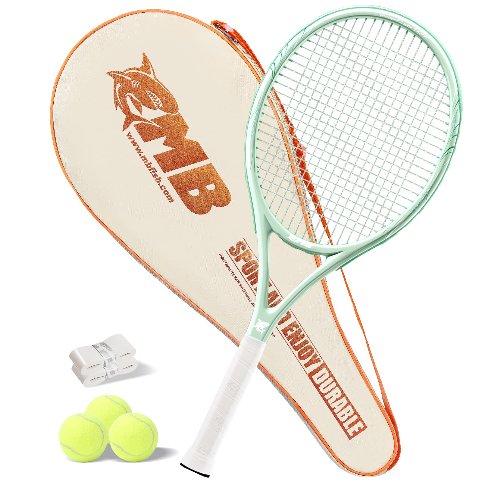 Tennis Racket - Super Value Set with Pre-Strung, Comfortable Handle, 27'' Tennis Racquet for Adults, Includes 3 Tennis Balls, 2 Overgrips and 1 Tennis Bag