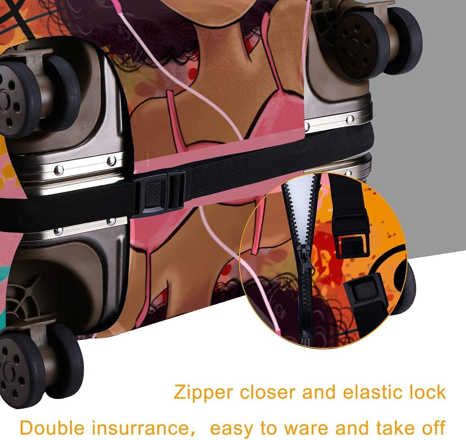 African American Women Travel Luggage Cover Protector for Suitcase XL(31-32 inch luggage)