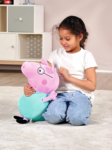 Vista 4 de Simba 109261005 Peppa Pig Peluche Papa Pig, 14.6 in, en traje estándar, figura de felpa, juguete de peluche, desde los primeros meses de vida