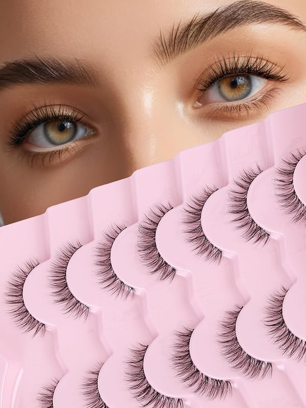 Cílios postiços Siligli 11 mm, curvatura C, faixa transparente fina, 7 pares