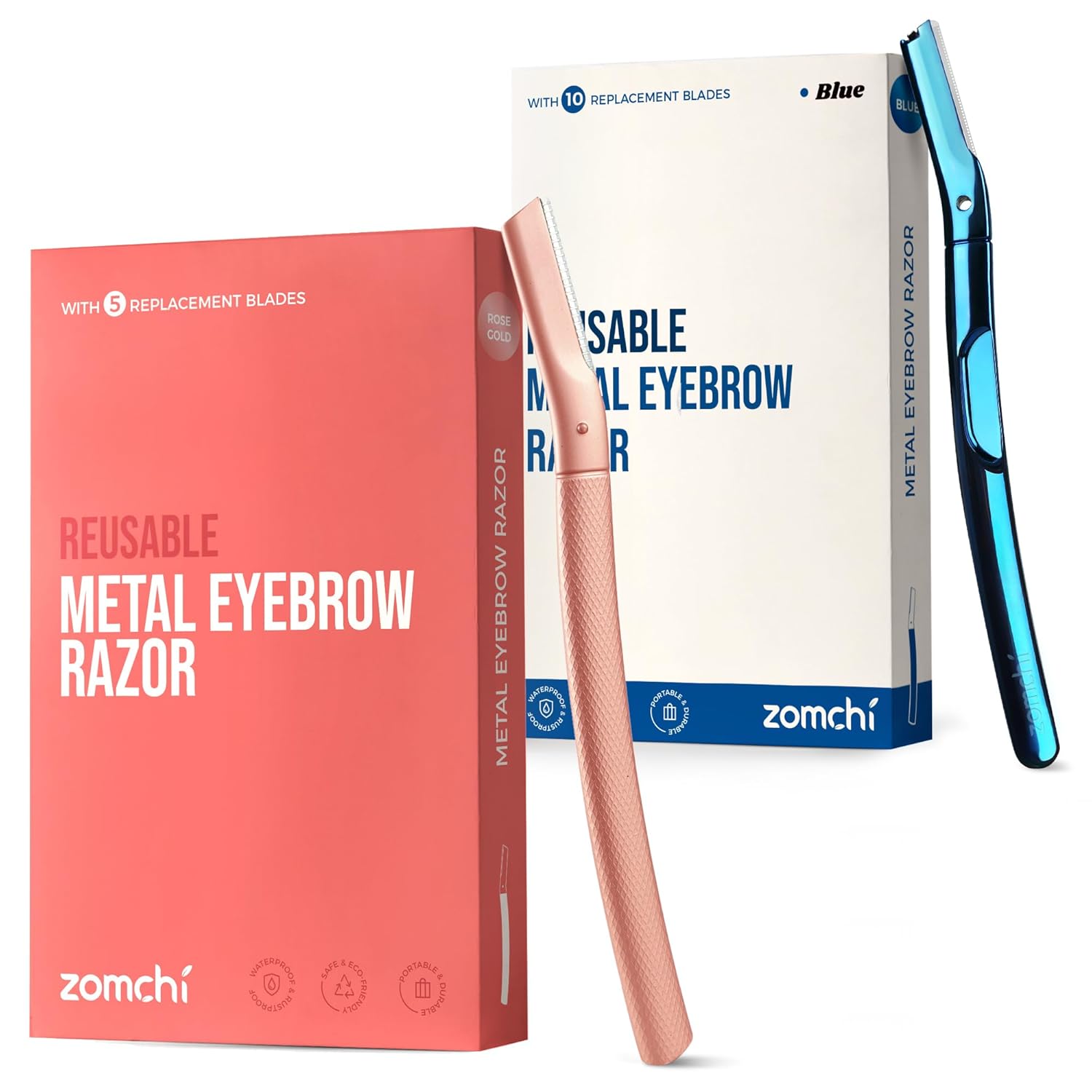 Upgrade Metallic Blue Finish Eyebrow Razor with Rose Gold Eyebrow Razor