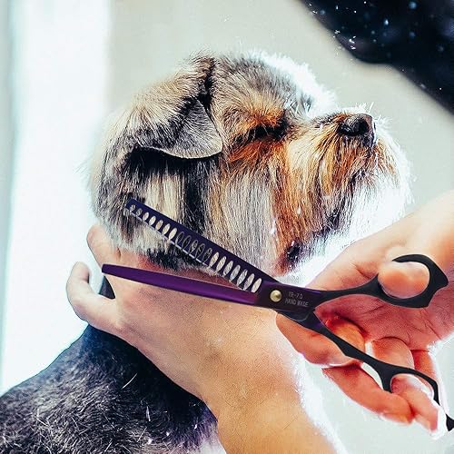 Miniatura 8 de Purple Dragon Tijera profesional de corte de pelo para mascotas de 7.08.0 pulgadas y 6.758.0 pulgadas, acero inoxidable japonés 440C para peluquería