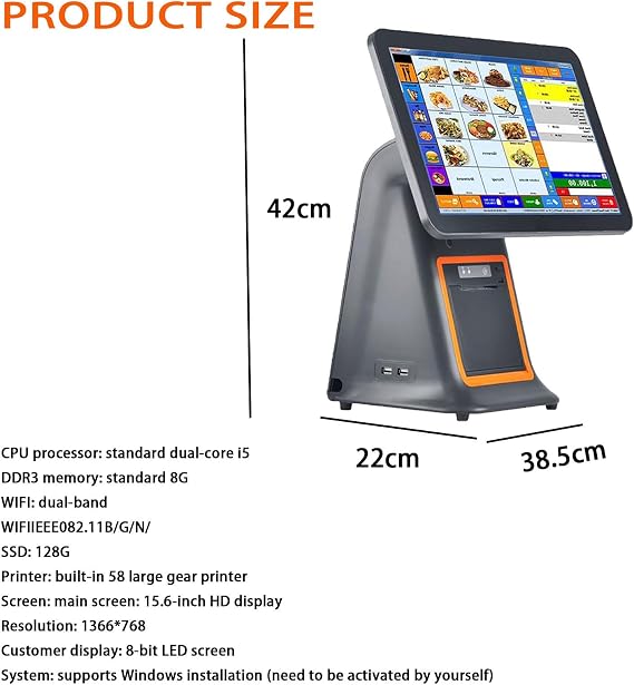 Kasa Fiskalna Typu Wszystko W Jednym Z Inteligentnym Ekranem Dotykowym,Dwurdzeniowy Procesor,8gb Pamięci Ram,128 Gb Pamięci Masowej, Do Handlu Detalicznego Restauracji. White