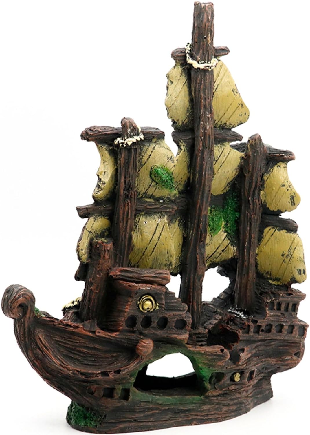 Saim Aquarium Shipwreck Decorations Fish Tank Ornaments, Fish Tank Lifelike Ship Decor, Resin Pirate Ship Decor, Sunken Ship Tabletop Ornaments Fish Shrimp Cave Hide