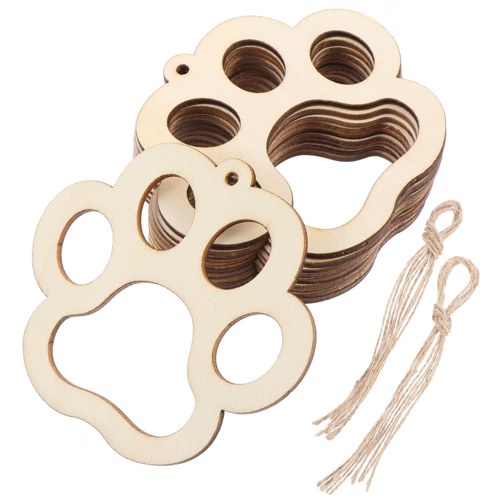 Baluue Set 20 Ciondoli in Fette di Legno Naturale con Cordino in Cotone, Ornamenti Pendenti Rustici per Decorazioni Casa e Feste, Artigianato Creativo e Regalo per Ragazzo Ragazza e Hobby DIY
