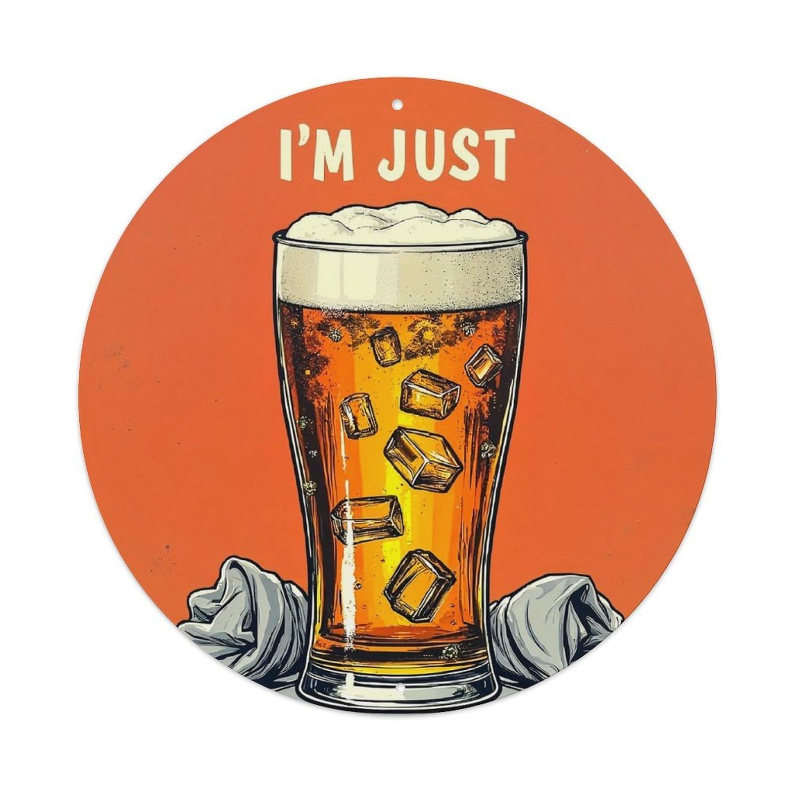 Beer Glass With Ice Cubes Metal Tin Sign Plaque