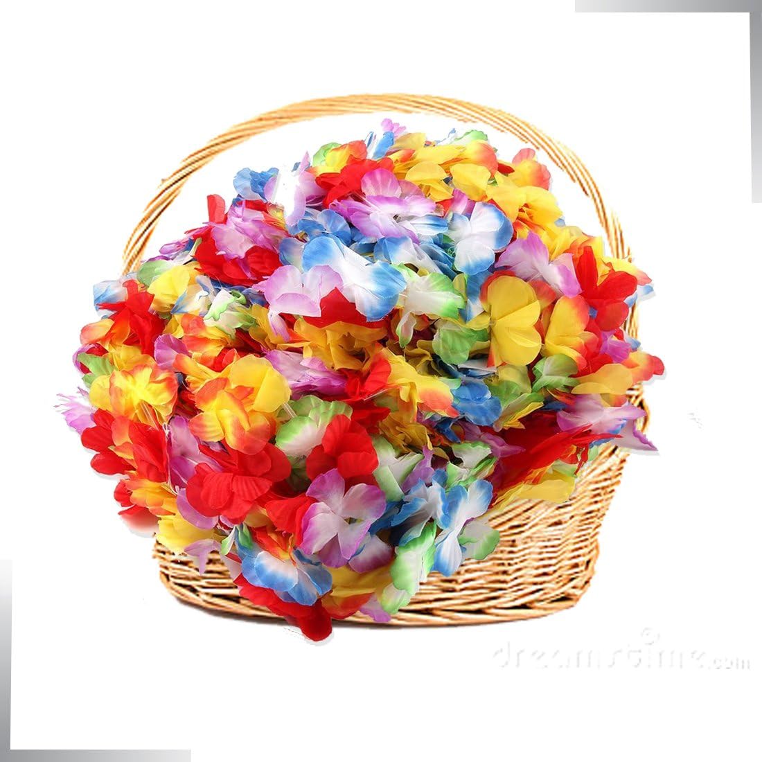 Silk Hawaiian Leis Necklace for Luau Party Favours |12 X Plastic Flower Lei Garland Supplies with Multi-Colour & Vibrant Floral Design | Perfect for Your Hawaii Luaus Theme Beach or Tropical Event by Chitoro