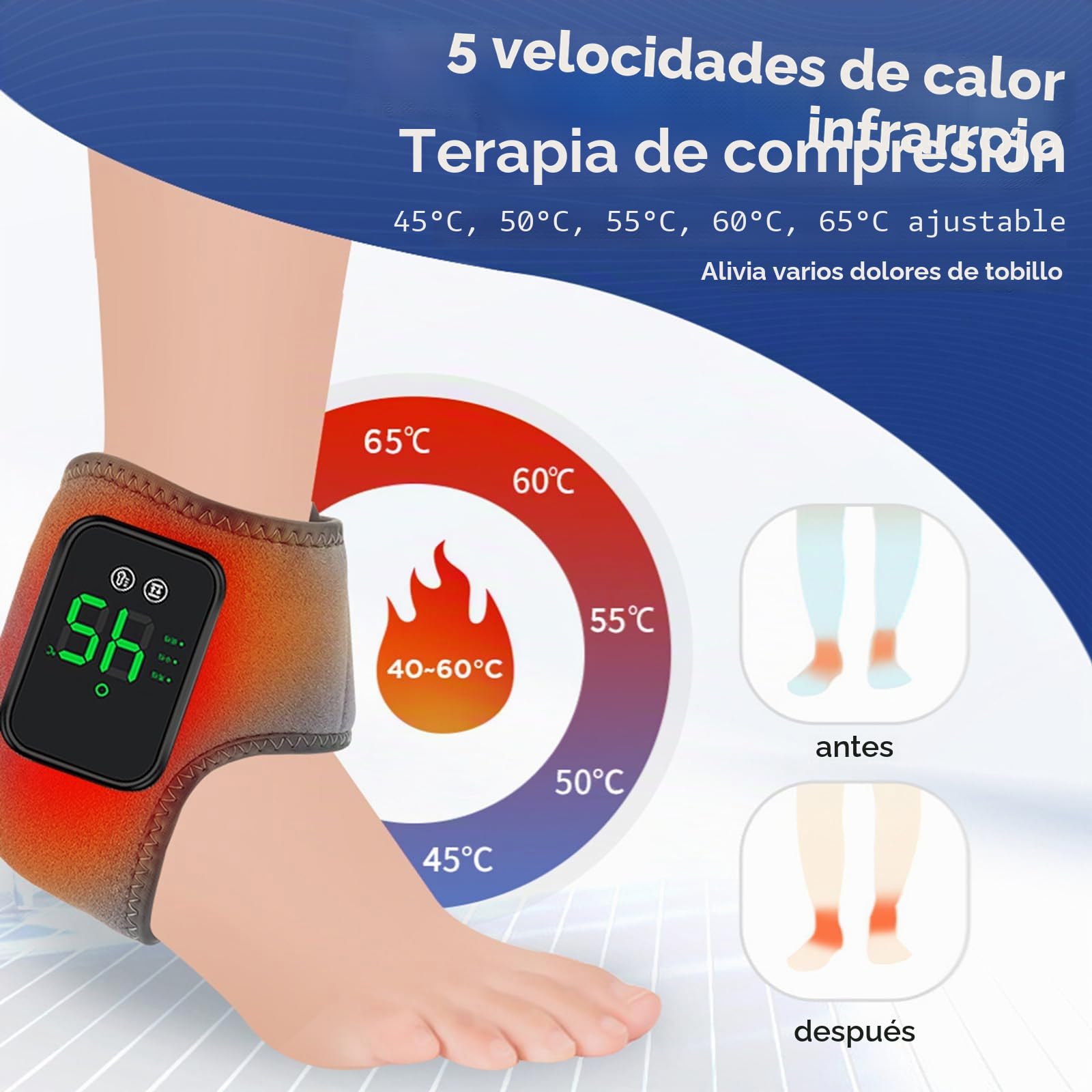 Masajeador de Pies 3 en 1 para Fascitis Plantar, Masajeador Pies Electrico con 3 Modos de Vibración, 5 Niveles de Calor y Temporizador 30 min para Circulación y Alivia el Dolor de Pies (2PCS)