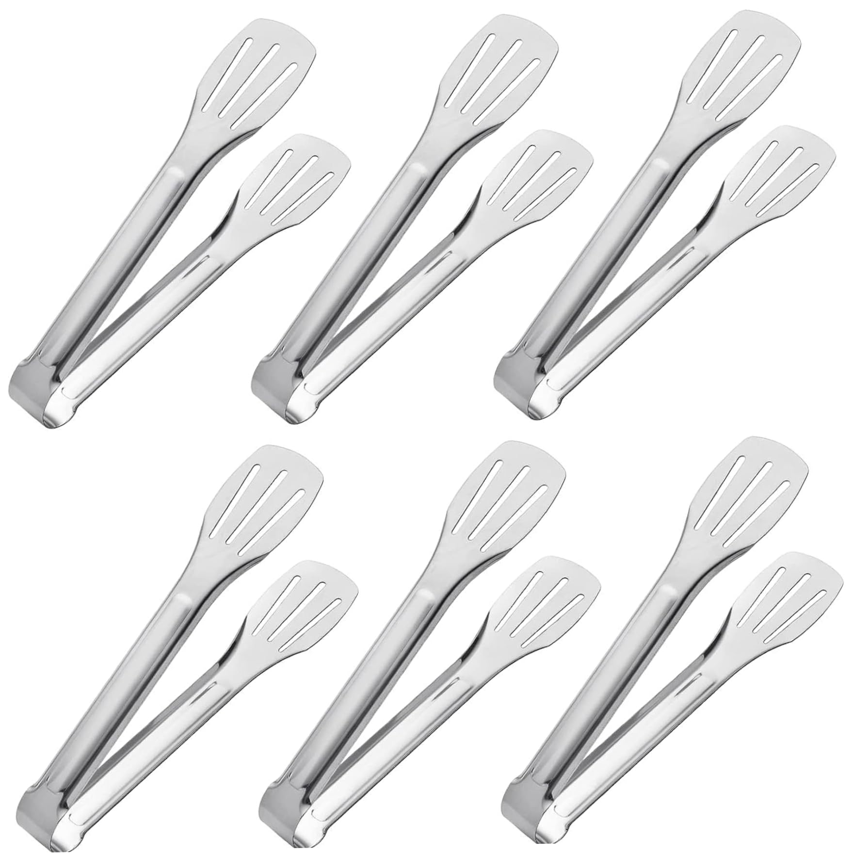 Wxyestna Serving Tongs 6PCS 12 Inch Stainless Steel Kitchen Tongs with Handle Food Portable for Buffet Bread Barbecue Steak