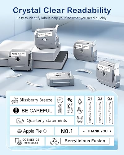 Miniatura 4 de M-K231s Compatible con Brother M Tape 0.472 in 0.47'' Blanco MK-231 M-231 P Touch M Cinta para rotuladora Brother PT-M95 PT70BM PT-65 PPT-45 PT-90