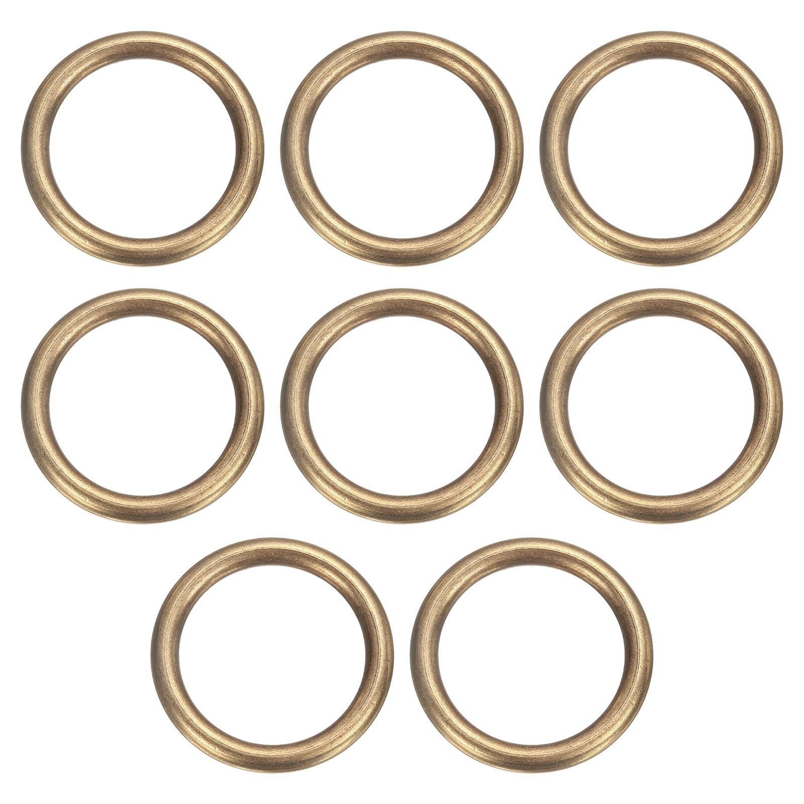 sourcing map 8Pcs H59 Brass O Ring, 1.57" OD. 1.22" Thickness Brass Seamless Welded Circle Loop Round Ring Buckles for Luggage Webbing Craft DIY Decoration Accessories, Bronze