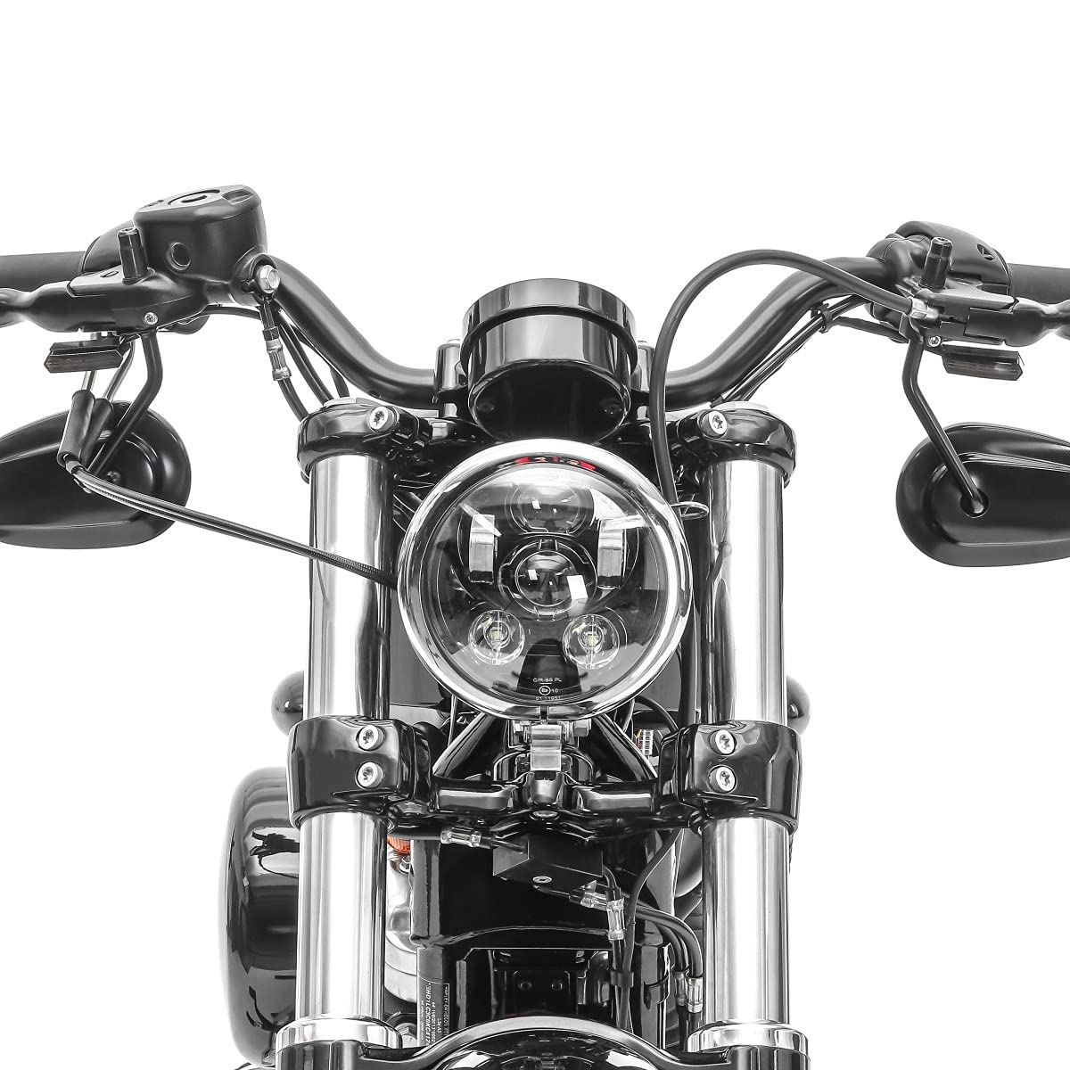 Set Faro LED Moto 7" Negro + LED Intermitentes Manillar Moto XS Tintado