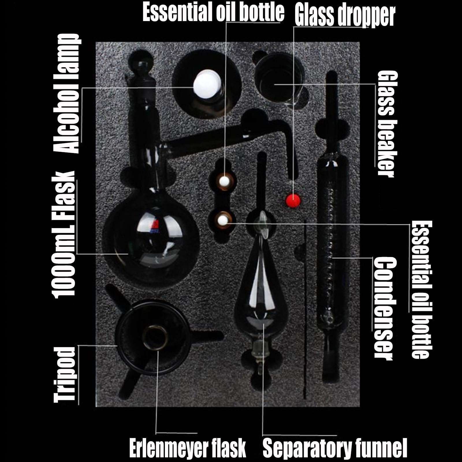 Zestaw laboratoryjnych naczyń szklanych do chemii 1000 ml. Sprzęt laboratoryjny do szkła