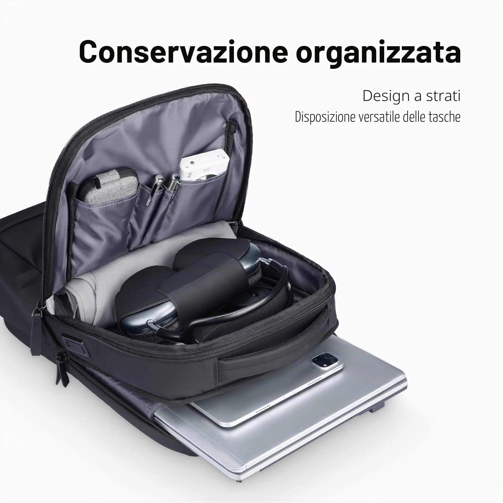 MARK RYDEN PU Impermeabile Zaino per Laptop, Zaino da Lavoro Uomo per 15,6 Pollici, Zaino da Pendolari con Porta di Ricarica USB-C