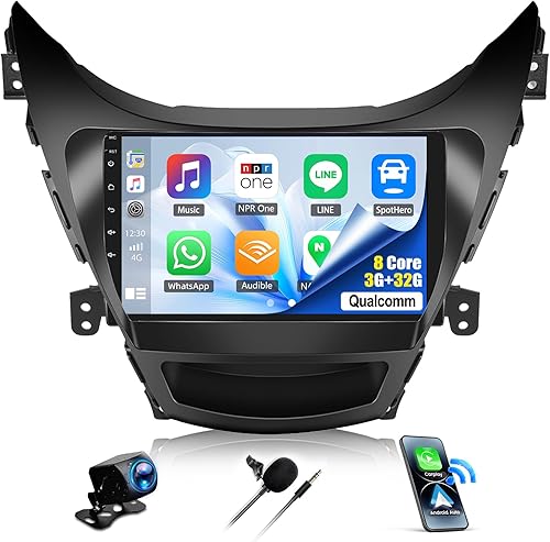 Miniatura 9 de SIXWIN Radio estéreo para coche Android para Hyundai Elantra 2011 2012 2013 con Apple Carplay Android Auto Bluetooth 9 pulgadas pantalla táctil con