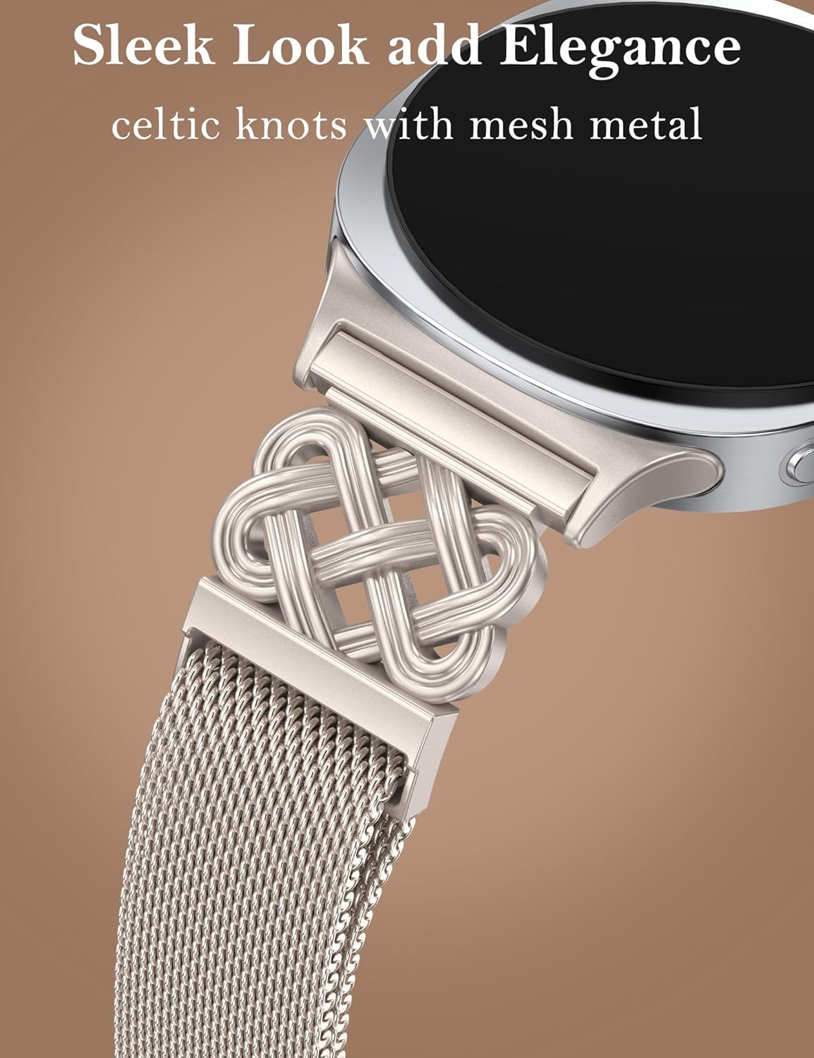 Stainless Steel Magnetic Loop Compatible with Samsung Galaxy Watch 8 40mm 44mm/Watch 8 Classic 46mm(2025) Women Metal Mesh Celtic Knot Dressy Strap