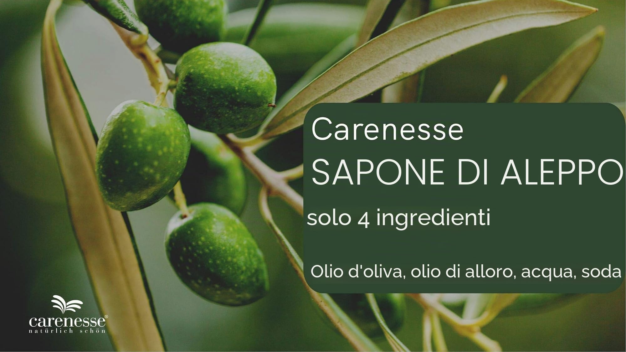 Carenesse Sapone di Aleppo 20% di Alloro 80% Olio di oliva 2 X 200g | Originale sapone naturale vecchio ricetta maturazione lungo tempo per pelle normale senza chemica e plastica