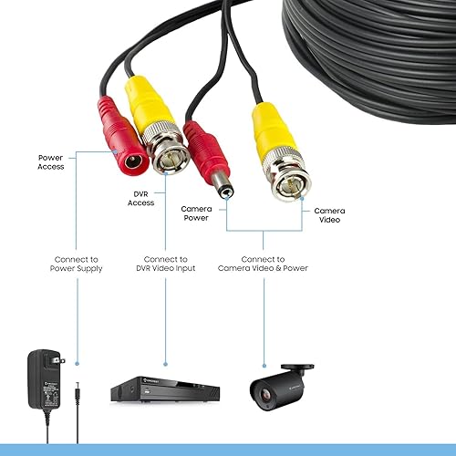 Miniatura 3 de Amcrest Paquete de 4 cables de cámara de seguridad BNC siamés todo en uno de 60 pies con dos conectores hembra para cámara 960H y HD-CVI y DVR