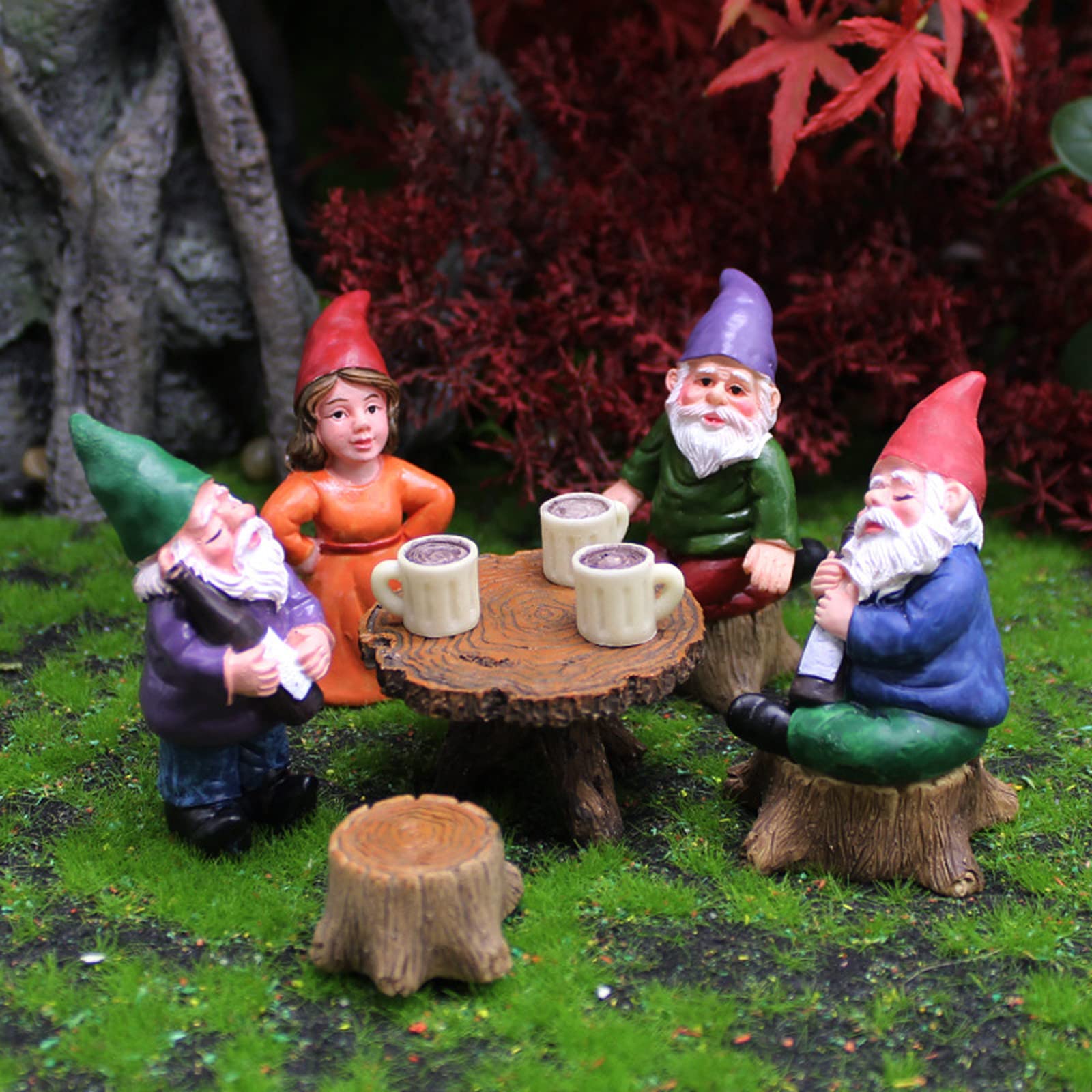 Set di 6 gnomi da giardinaggio in miniatura, mini gnomi da giardino, statua di gnomi nani, per esterni, divertenti, da giardino, decorazione statua nana, per casa, da tavolo.