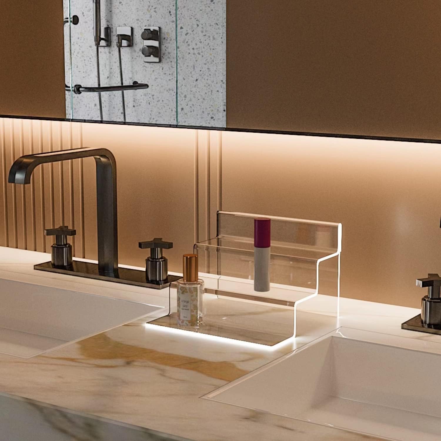 Acrylic Clear Perfume Display Stand, Cologne Organizer for Men, Risers for Display Action Figures, Funko POP Shelf, 3 Tier Cupcake Stand, Acrylic Display Shelf for Party Decoration