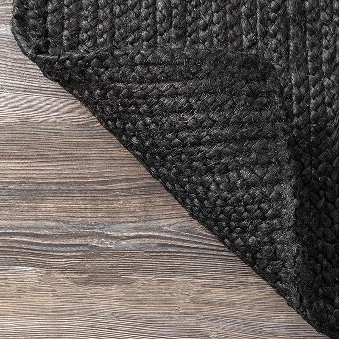Tapis ovale en jute fait à la main Noir 2,4 x 3,4 m