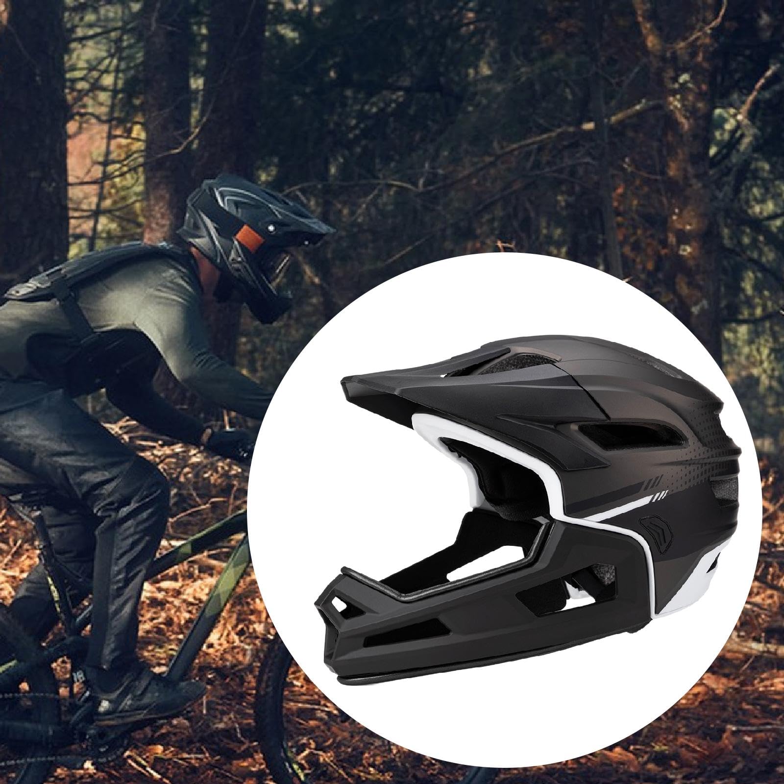 Casco para Bicicleta Ajustable, Casco Integral MTB con Mentonera Desmontable y Ventilación, Casco Bicicleta Adulto para Patineta, Snowboard, Ciclismo de Montaña, para Mujeres y Hombres