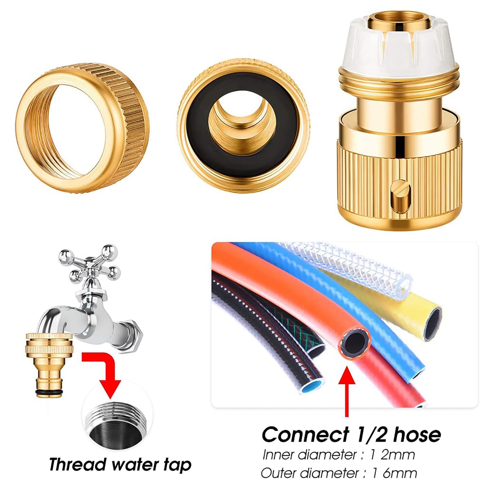 YUISI Tap Connectors - 2-in-1 Garden Hose Quick Connectors -7