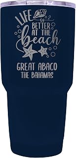 R and R Imports Great Abaco The Bahamas Souvenir Laser Engraved 24 Oz Insulated Stainless Steel Tumbler Navy.