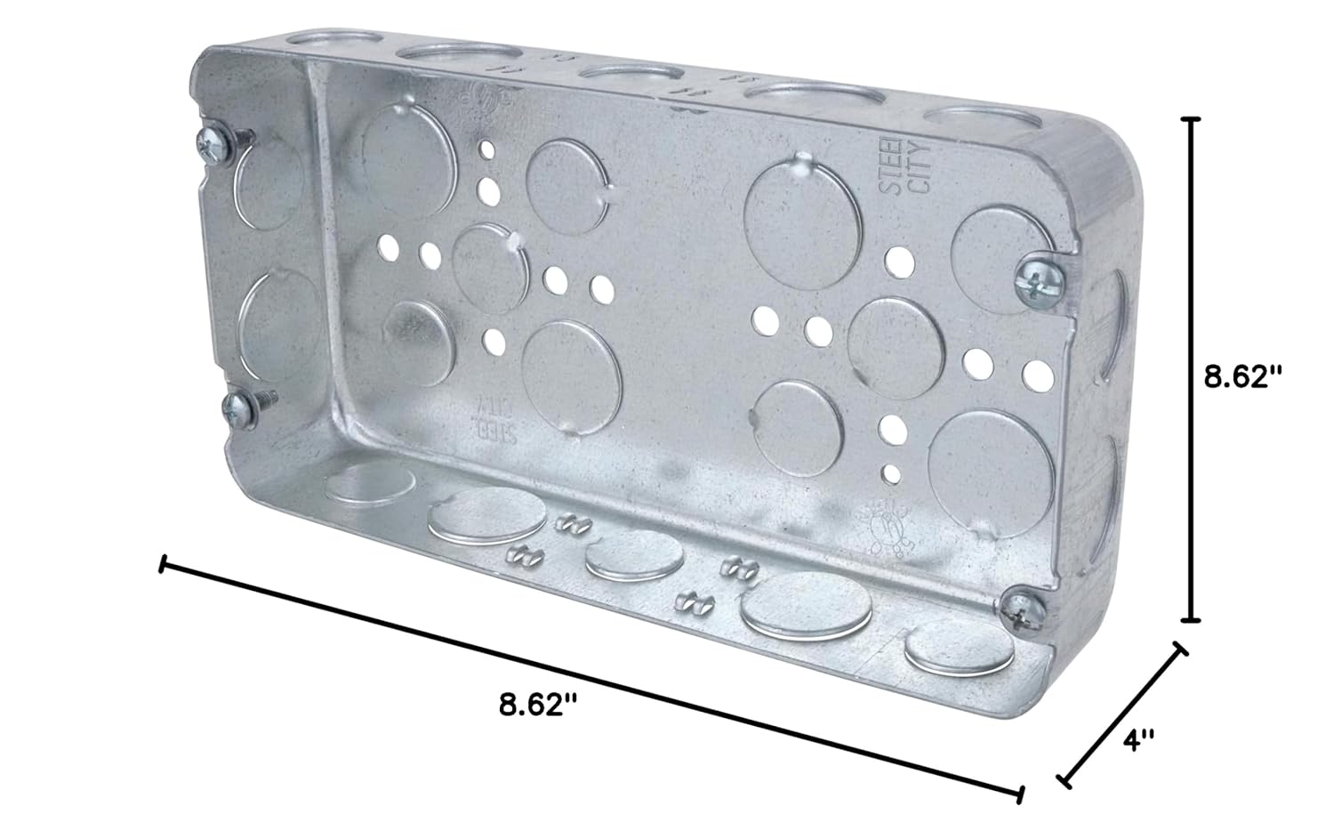 Thomas & Betts 3G-1/2&3/4 Galvanized Steel 3-Gang Gang Box 8-5/8 Inch x 4-1/2 Inch x 1-5/8 Inch 58 Cubic-Inch Steel City