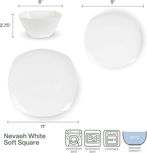 Miniatura 3 de by Fitz and Floyd Nevaeh - Juego de vajilla cuadrada suave de 12 piezas, servicio para 4 personas