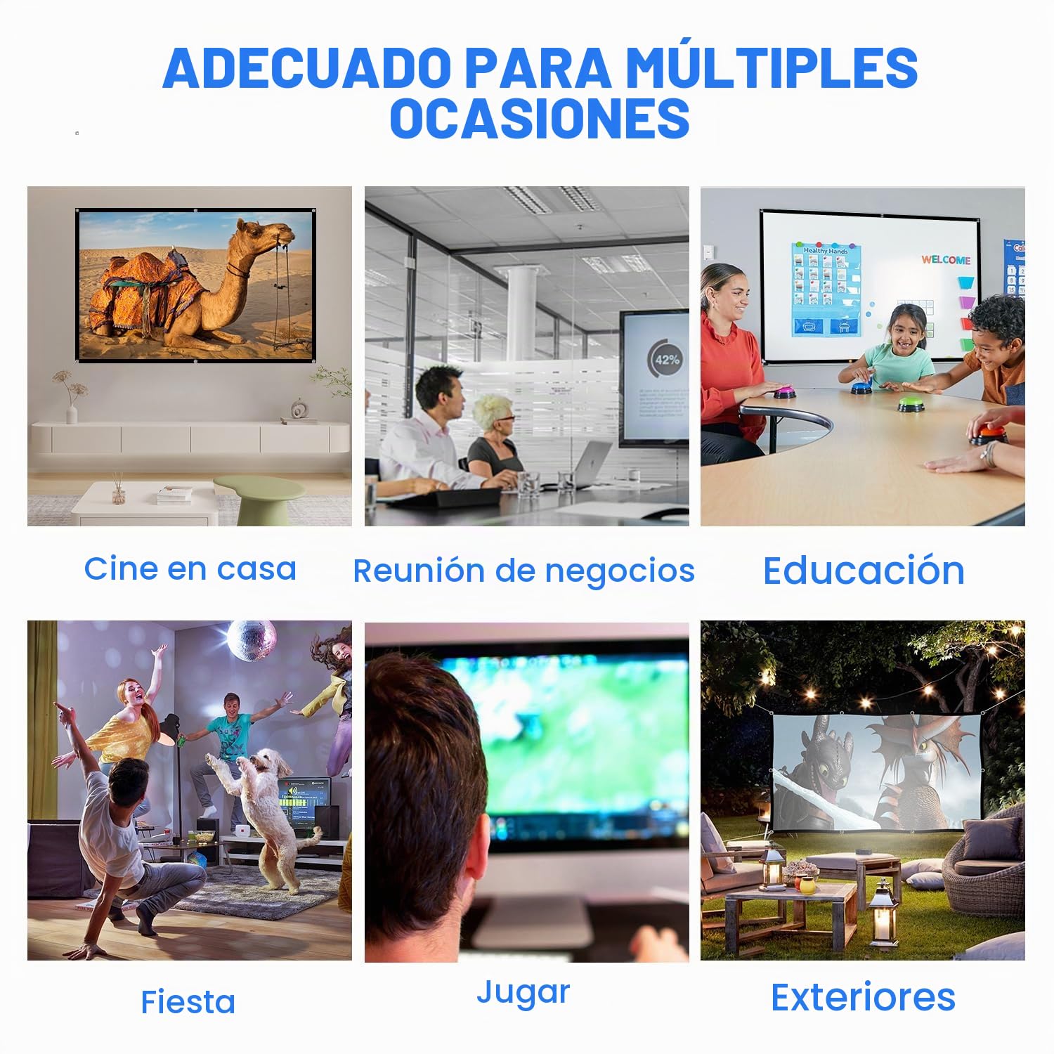 Pantalla de proyector frontal y trasera plegable portátil de 84 pulgadas (213 cm), para interiores y exteriores, 4K 16:9 HD, pantalla de proyección de doble cara para películas, camping