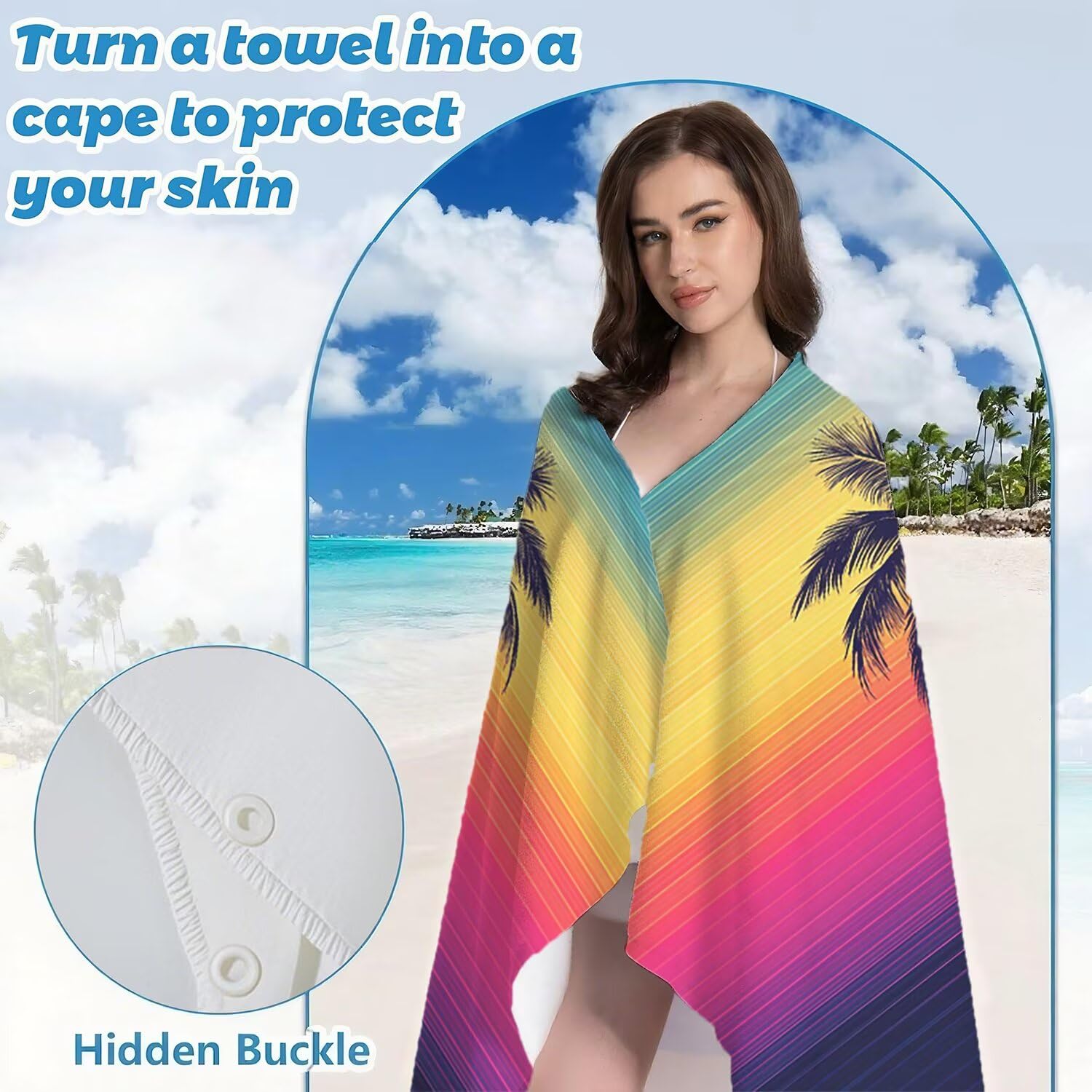 Toalla Playa Microfibra 150x200 Atardecer Diseño Absorbente Sin Arena Toalla Playa, con Cuerda Elástica, Ligero, Hombre, Mujer Ideal Toallas de Baño, Aplicable Gimnasio,Viajes, Natación, Color p-478