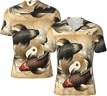 Stylish Athletic Sports Jersey Chinese-Yin-Yang-Koi-Fish Mens Rugby Jersey