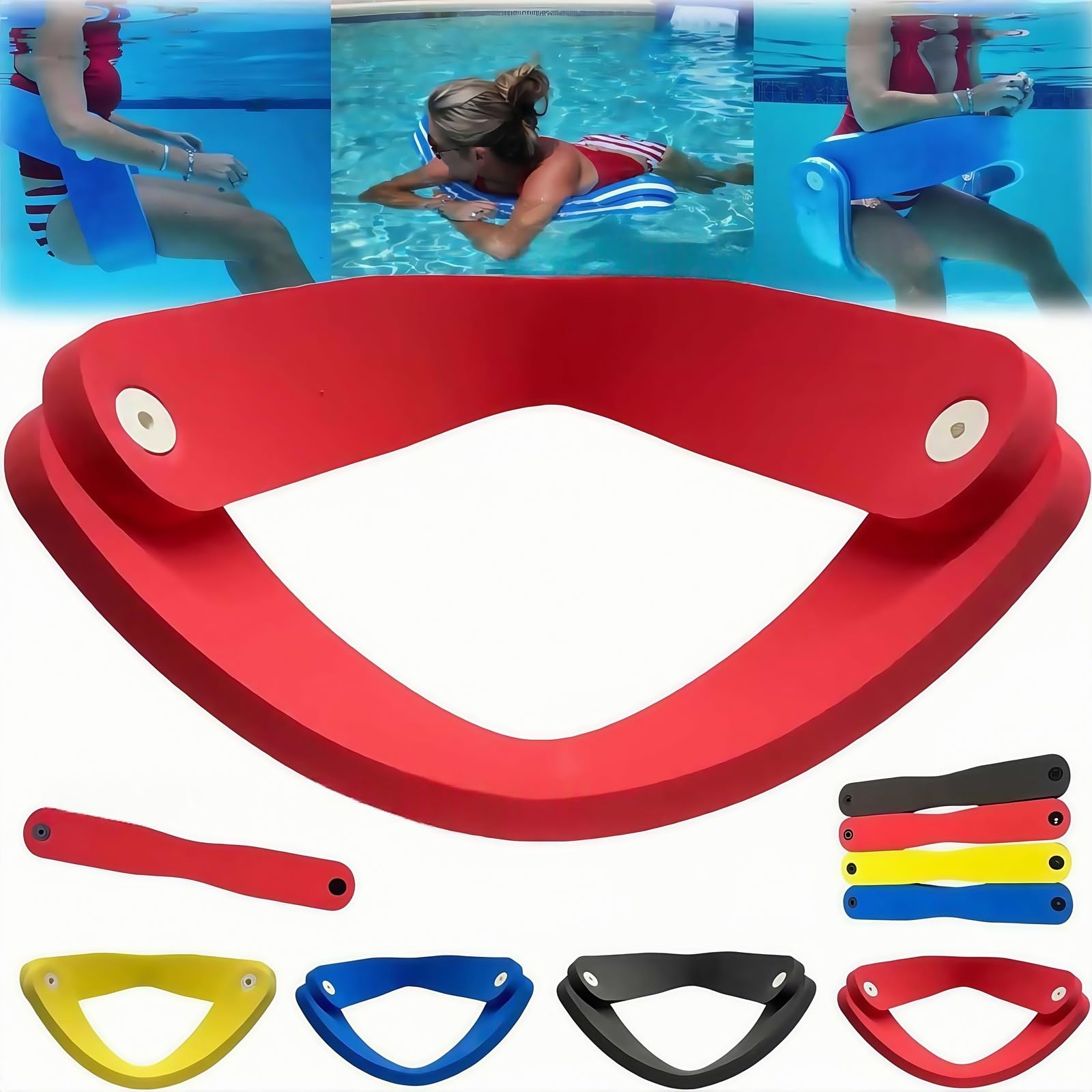 Sedia Galleggiante 3 in 1 per Adulti, Schiuma Portatile per Piscina Spiaggia e Laghi | Sedia Reclinabile ad Acqua, Poltrona da Sole per Estate, Galleggiante da Festa in Blu/Nero/Giallo/Rosso (rosso)