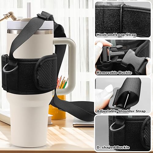 Miniatura 2 de Soporte para botella de agua con correa para Stanley, correa ajustable para llevar vaso de agua, bolsa con correa universal para botella de agua de