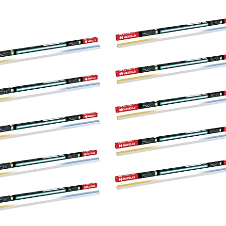 Havells 20W 3 in 1 LED Batten Tubelight|Energy Efficient|Three Color Temperatures(Warm White,Neutral White,Cool White)|Upto 4KV Surge Protection|Made in India | (Triyca)|Pack of 10