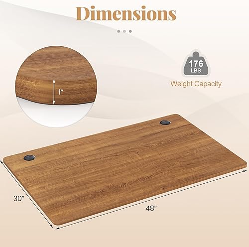 Miniatura 3 de Tangkula Mesa universal de madera, escritorio sólido de una sola pieza de 48 x 30 pulgadas para marco de escritorio estándar y sentado a pie, mesa