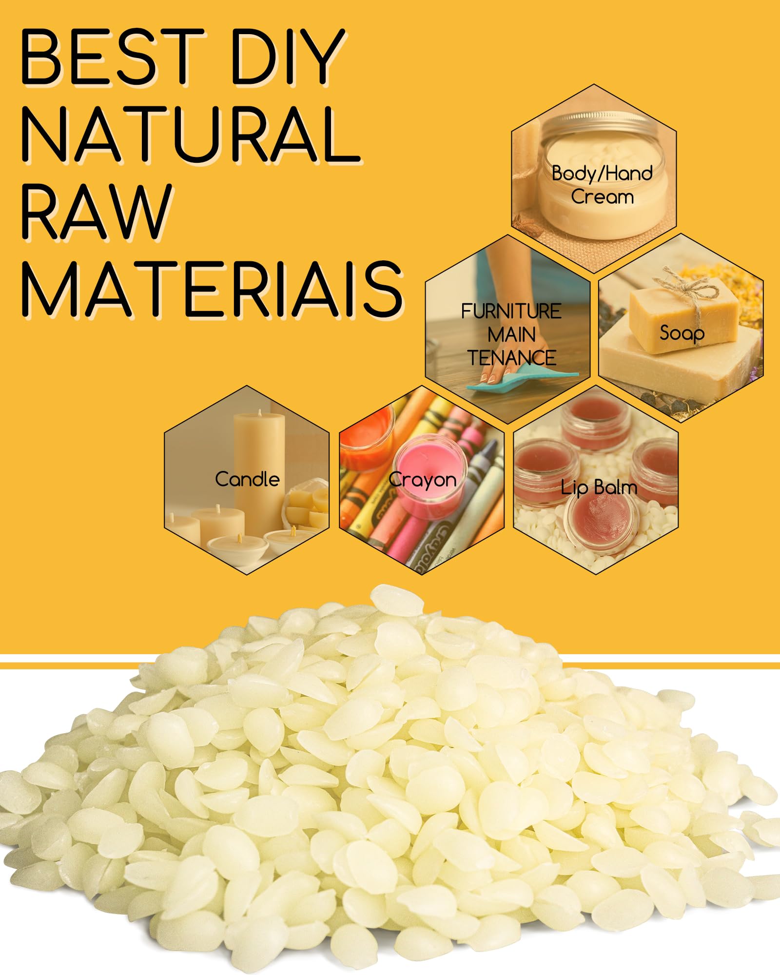 TRINIDa Pellets de cera de abeja de 5,5 kg, cera de abeja blanca para velas de bricolaje, cera de abeja para hacer velas, piel, cuerpo, cara y cuidado del cabello, lociones, cremas de bricolaje,