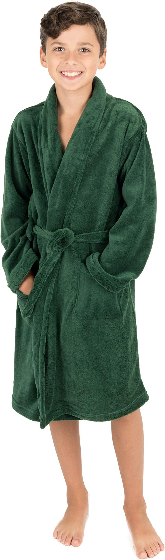 LeveretKids Robe Boys Girls Shawl Collar Fleece Sleep Robe Size 4-14 Years Variety of Colors
