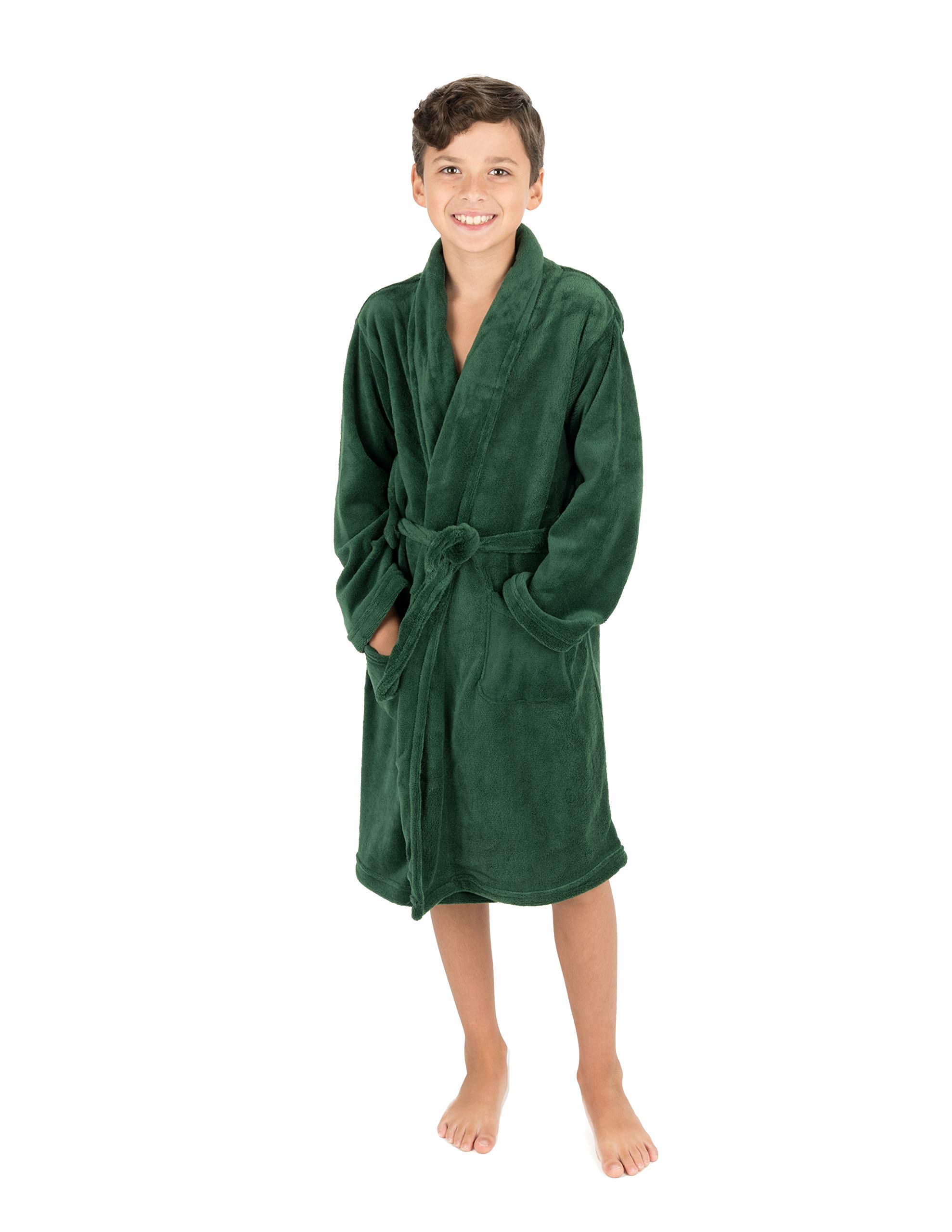LeveretKids Robe Boys Girls Shawl Collar Fleece Sleep Robe Size 4-14 Years Variety of Colors