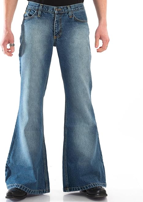 Comycom Jeans Uomo A Zampa Bandit Used Look, Dirty Light Blue, Taglia 33W X 32L, Denim Anni '70 Con Elastan - 4