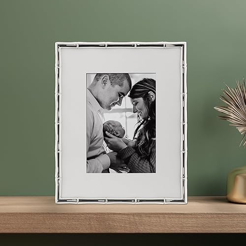Miniatura 2 de Lawrence Frames Marco de metal Bamboo Design, 8x10, mate 5x7, plateado