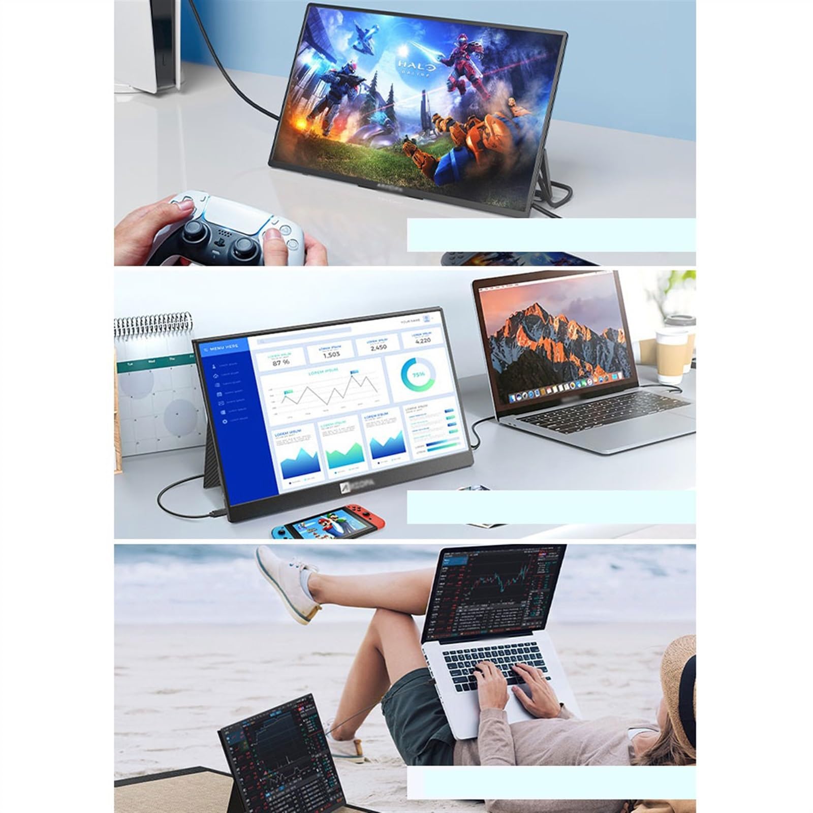 Schermo esterno da 15,6 pollici IPS 144HZ for telefono cellulare di espansione for macchina gioco Sottoschermo multifunzione Monitor per Smart Working