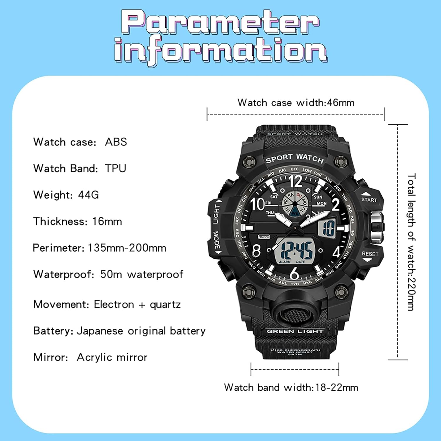 findtime Digital Watches for Women Sports Waterproof Military Womens Tactical Analog Watch Alarm Stopwatch Dual Time Display Shockproof LED Backlight Reloj Digital para Mujer - Image 7