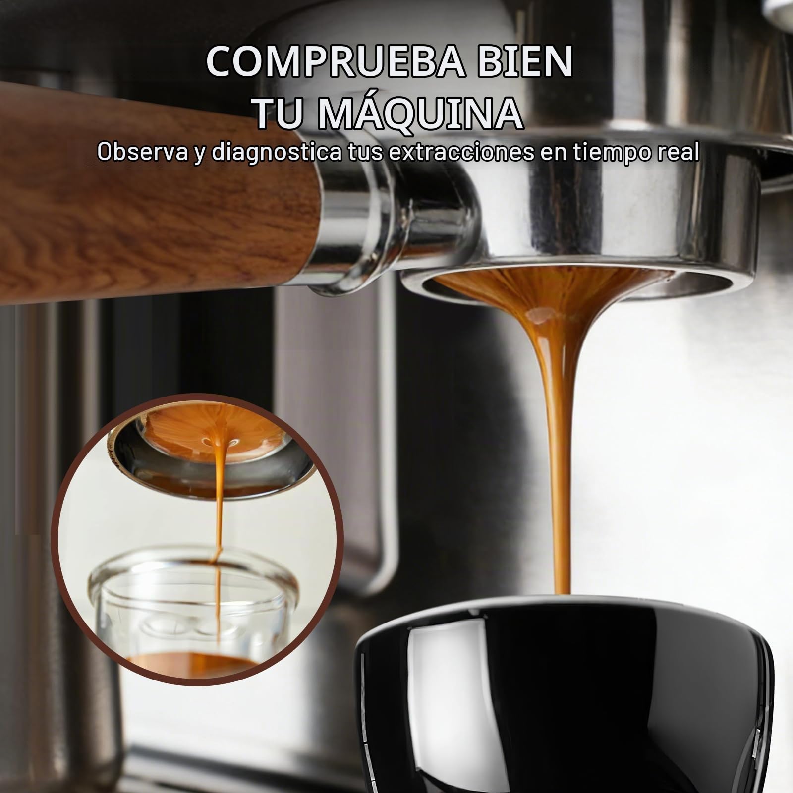 Cozary Portafiltro Sin Fondo de 54 mm,con 3 Orejas y Mango de Madera, Reutilizables, para Breville Espresso Machines 870/878/880, para su uso en Hogares,Cafeterías y Restaurantes de Estilo Occidental