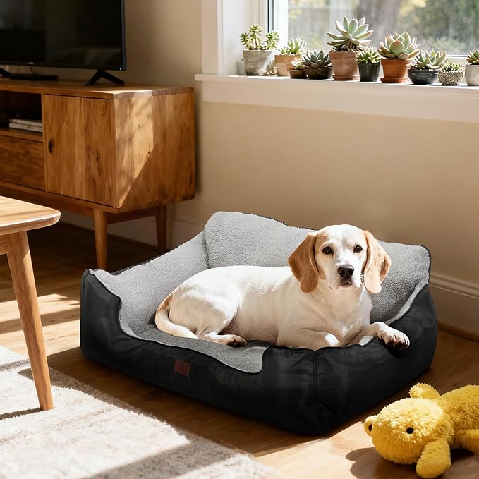 Cama para Perro Grande Rectangular Lavable con Base Antidesl miniatura 6