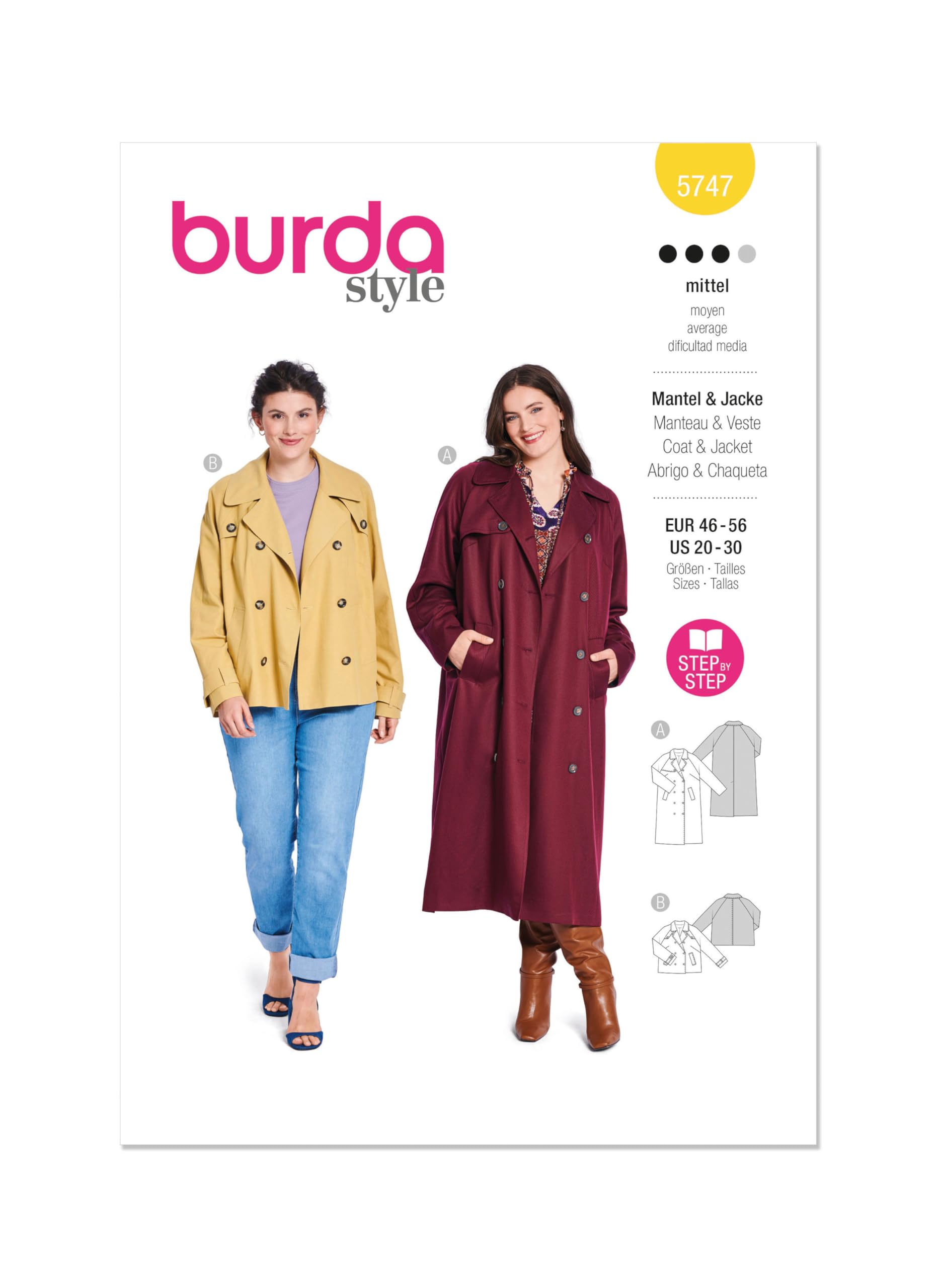 Burda Style Sewing Pattern B5747 Misses' Jacket & Coat